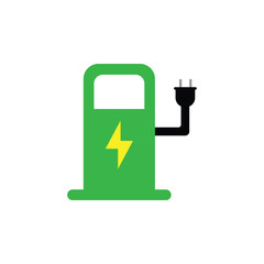 Fototapeta premium Illustration of an electric fuel station icon, renewable energy, green