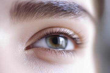Obraz premium A close-up shot of an eye with long, thick eyelashes