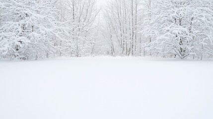 Naklejka premium Snowy forest path, winter wonderland, tranquil scene, peaceful nature, ideal for backgrounds