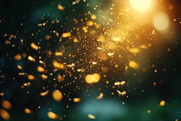 Obraz premium Golden insects dance in a sunlit haze, creating a magical, ethereal atmosphere.