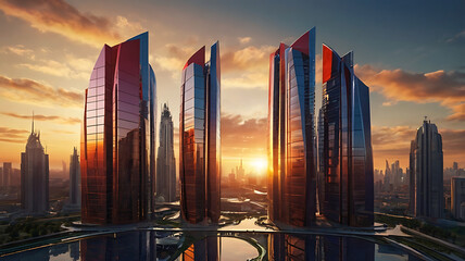 Futuristic Cityscape | Stunning Sci-Fi Skyline at Sunset