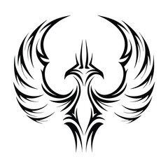 Tribal Phoenix Tattoo Design Symbol of Strength and Rebirth. Bold Black Tribal Phoenix Tattoo for Arm, Chest, or Back. Minimalist Phoenix Tattoo in Tribal Style.