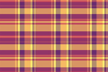 Household vector tartan seamless, genuine check background texture. Ethnicity plaid pattern textile fabric in orange and red colors.