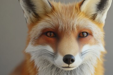 Fototapeta premium Close-up photo of a red fox's face with bright eyes and fluffy fur