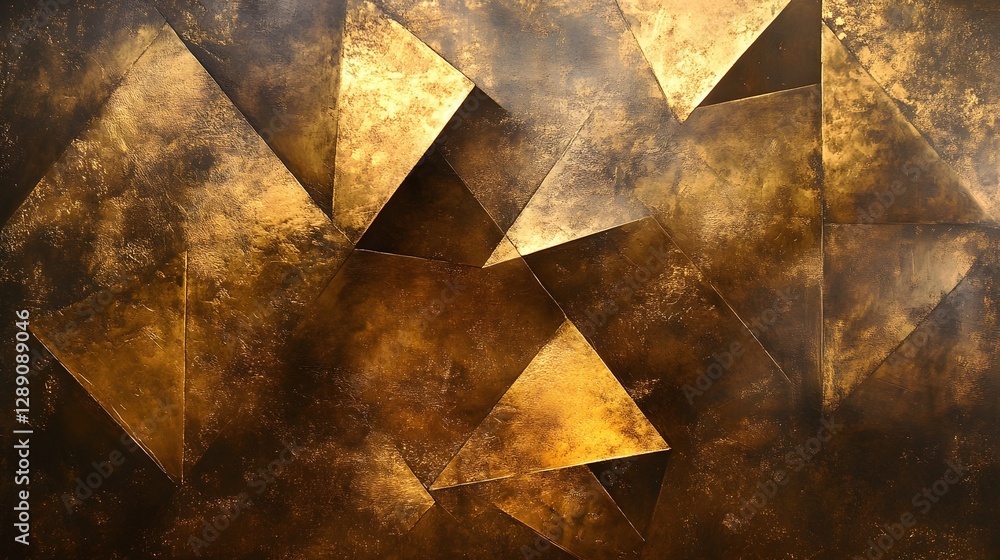 Poster abstract geometric pattern with gold bronze and metallic textures in a grunge rustic and industrial 
