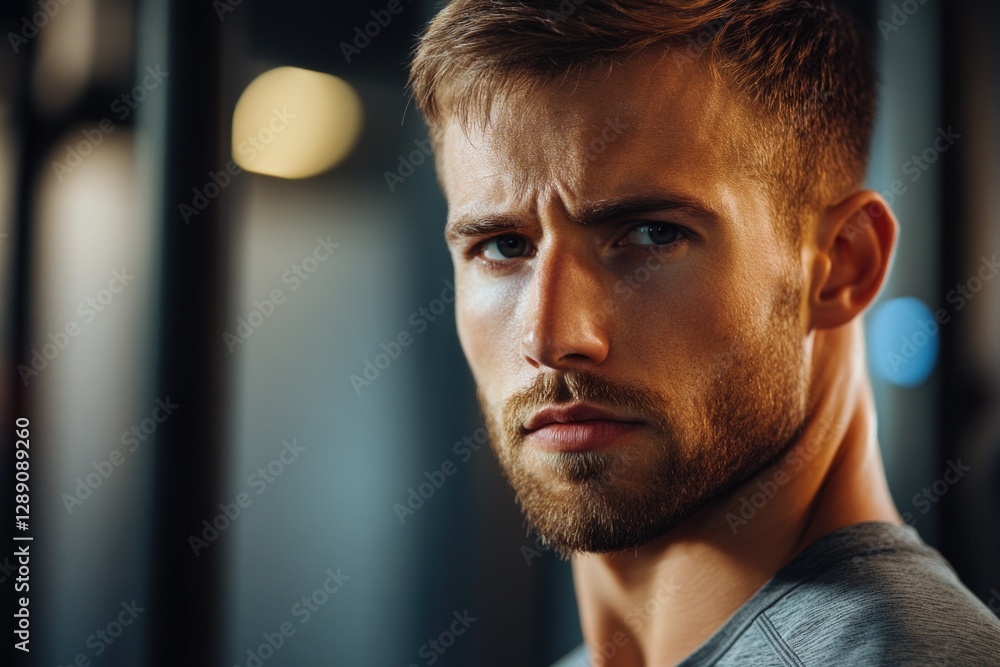 Poster a close-up shot of a man with a beard, suitable for use in personal or professional settings where a