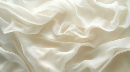 Fototapeta premium An elegant close-up of soft, flowing white fabric with delicate creases, perfect for backgrounds, fashion designs, or textile projects.