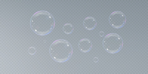 Rainbow Reflections: Realistic Soap Bubbles Collection.