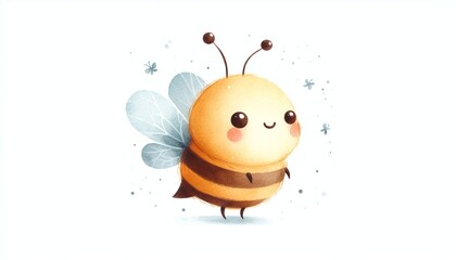 Obraz premium Minimalist watercolor illustration of Cute cartoon bee