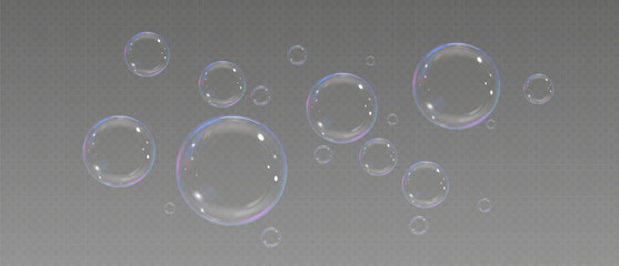 Rainbow Reflections: Realistic Soap Bubbles Collection.