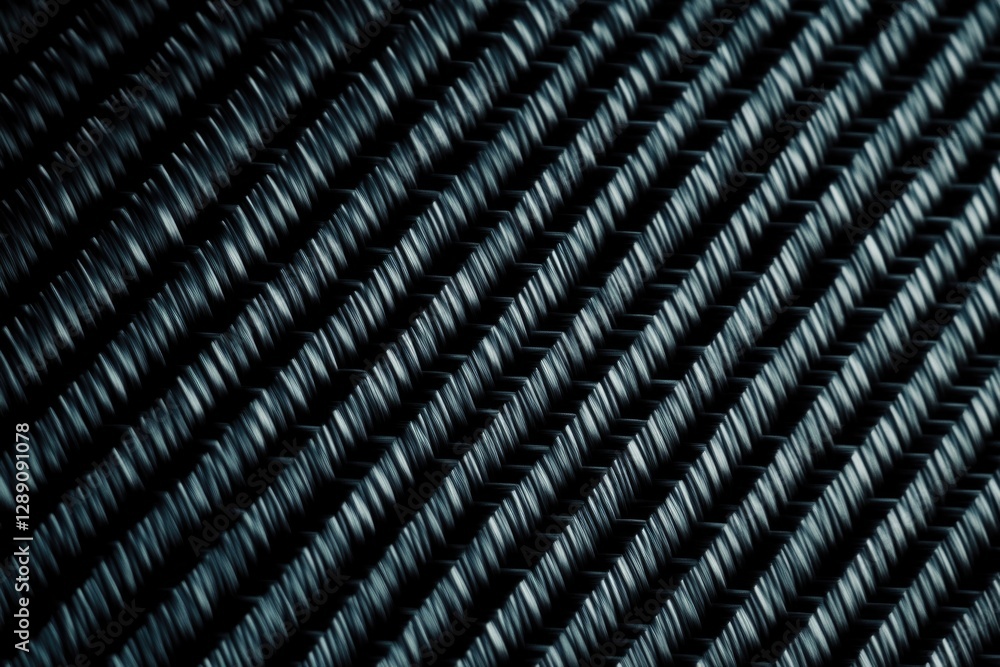 Poster a close-up shot of a black woven material with intricate patterns and texture