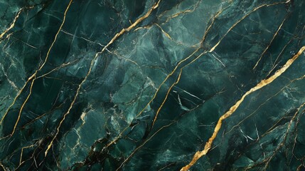 Emerald green marble texture with gold veins