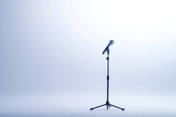 A microphone on a stand in a misty environment