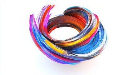 Colorful abstract swirling brushstrokes in dynamic circular motion