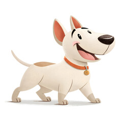 Illustration of a Cute Bull Terrier is joy isolated on a transparent background.
