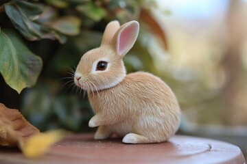 A small rabbit perched on top of a table
