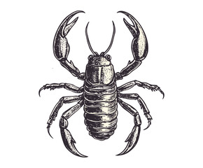 Hand-drawn scorpion in old engraving style black 1