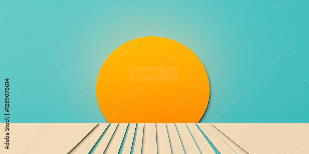 Poster abstract sun and beach with repeating sandbar structure. conceptual minimal scene. fresh and positiv