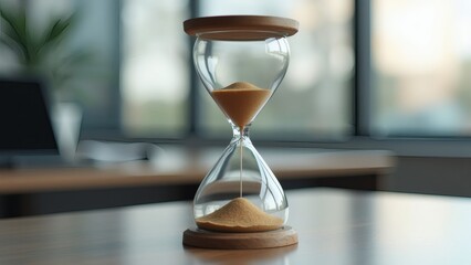 hourglass desk office background time concept