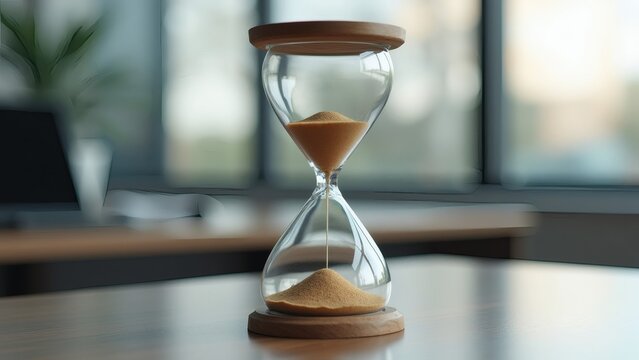 hourglass desk office background time concept
