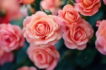 Obraz premium A close-up view of a bunch of pink roses