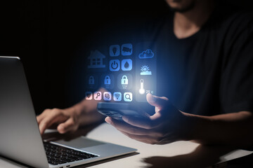 Smart home dashboard to control home appliances Assistant technology for smart devices smart home concept