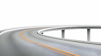 Fototapeta premium Elevated Highway Curve with Orange Lane Markers
