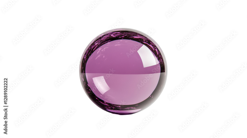 Poster purple glass sphere on a black background with a smooth reflective surface and intricate details iso