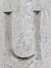 Written Wording in Distressed State Typography Found Ransom Letter U