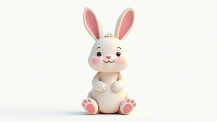 Obraz premium isolated cartoon rabbit easter bunny illustration render transparent background png