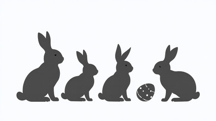 Obraz premium isolated easter bunny silhouettes design purposes white