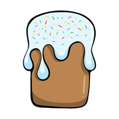 Easter cake. Holiday cupcake. Bright vector illustration for children's book, holiday card, sticker, print