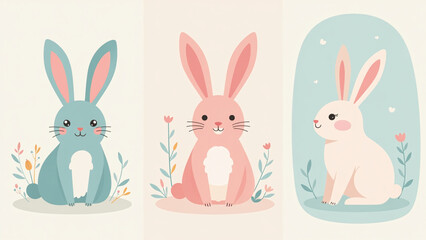 pastel bunny designs greeting cards feature modern art minimalistic styles spring