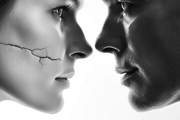 Obraz premium A man and a woman gazing into each other's eyes