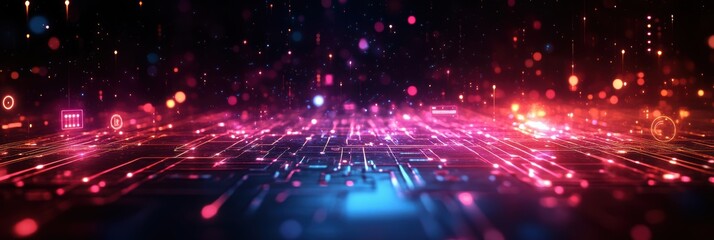 Fototapeta premium Futuristic Digital Background for Tech Innovation & AI Processes