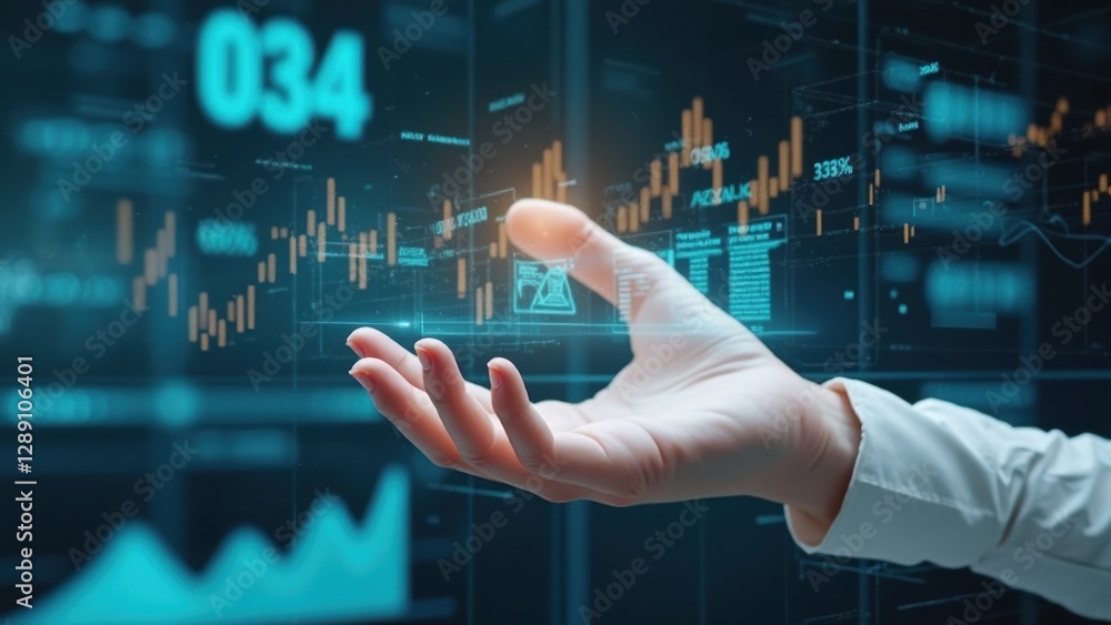 Poster hand is holding a screen with a number 34 on it