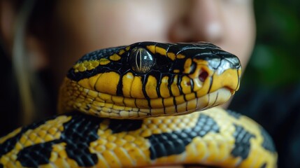 A person holds a snake in their hand