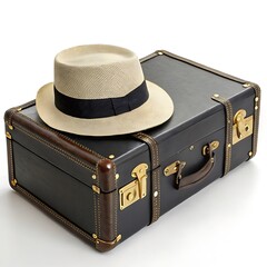 Vintage Travel Essentials Suitcase and Hat