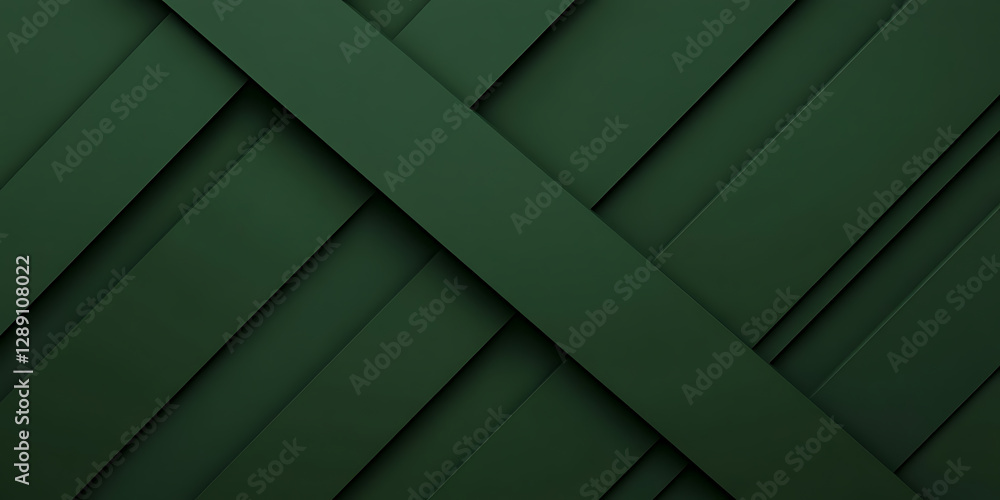 Poster geometric forest green background with overlapping rectangles. shadow play creates depth in this mod