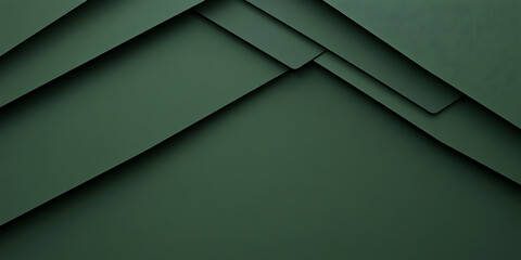 Abstract geometric composition with overlapping planes in muted green tones, creating a depth effect through shadows and angles, perfect for modern designs.