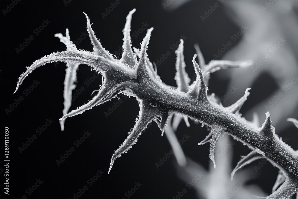 Poster close-up shot of marijuana bud showing visible trichomes against a high-contrast background captured