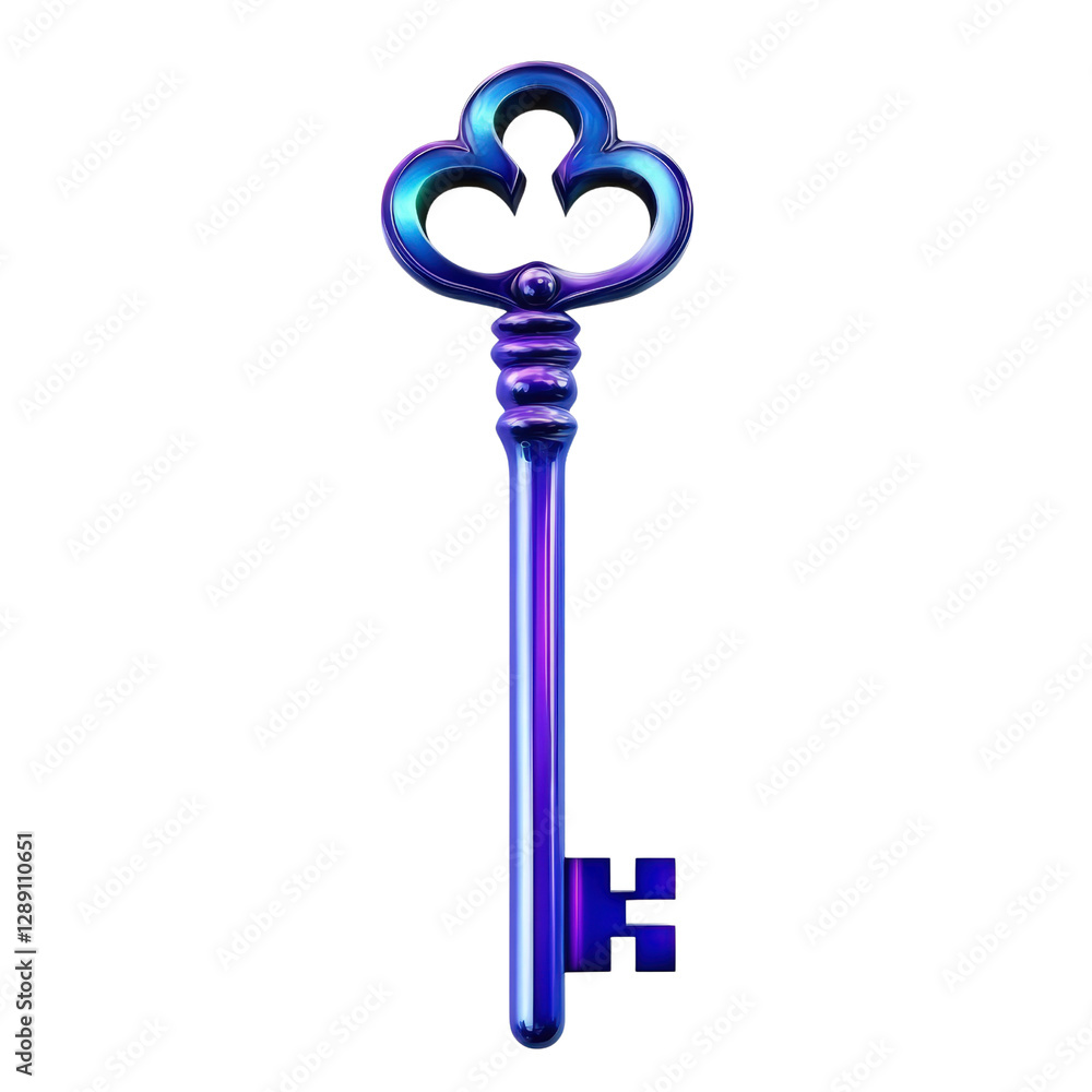 Aufkleber purple key with heart shape design on it isolated on white background for decorative purposes isolat