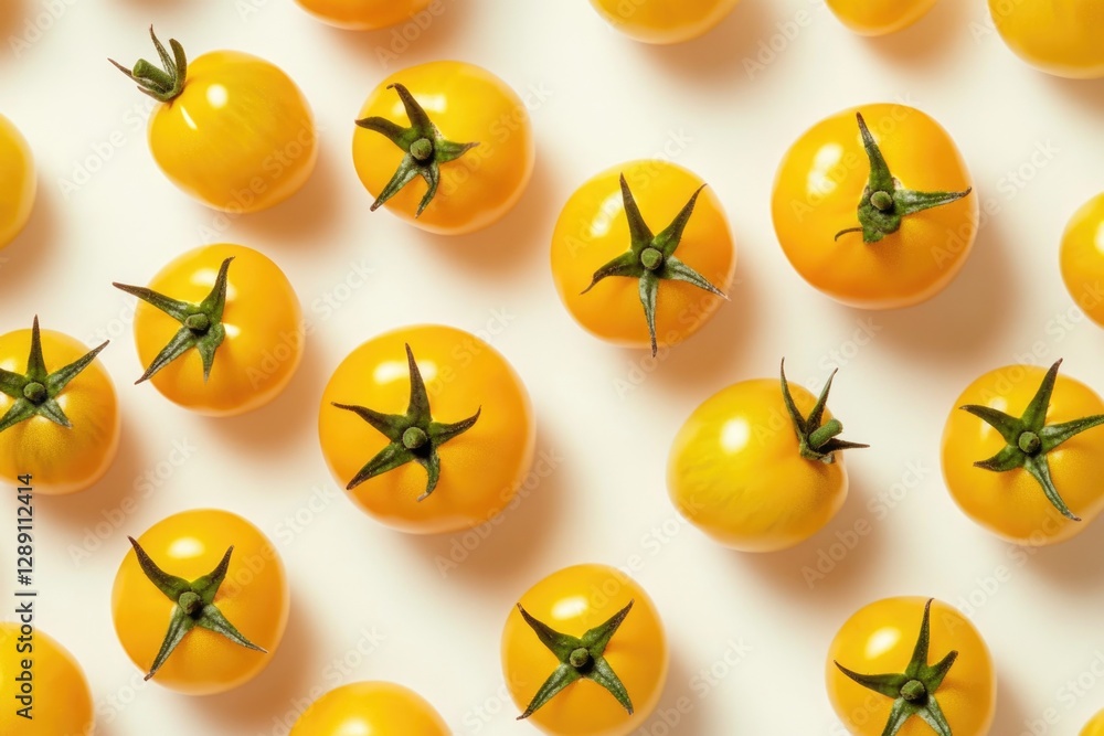 Sticker A bowl of ripe yellow tomatoes arranged neatly on a white surface