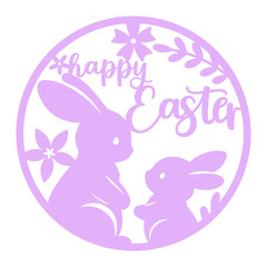 Round Sign Easter Laser Cut Template for Cutting machine. Easter door hanger design. 