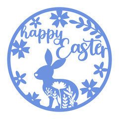 Round Sign Easter Laser Cut Template for Cutting machine. Easter door hanger design. 
