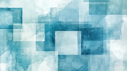 Abstract art in various shades of blue, showcasing a blend of textured squares and rectangles on a soft background.