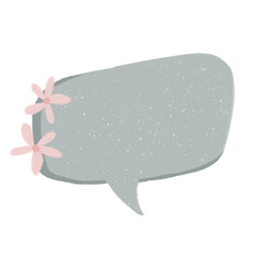 Blue speech bubble with cute flower ornament 3