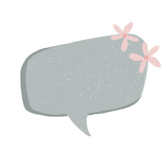 Blue speech bubble with cute flower ornament 1