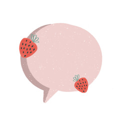 Pink speech bubble with cute strawberry ornament 2