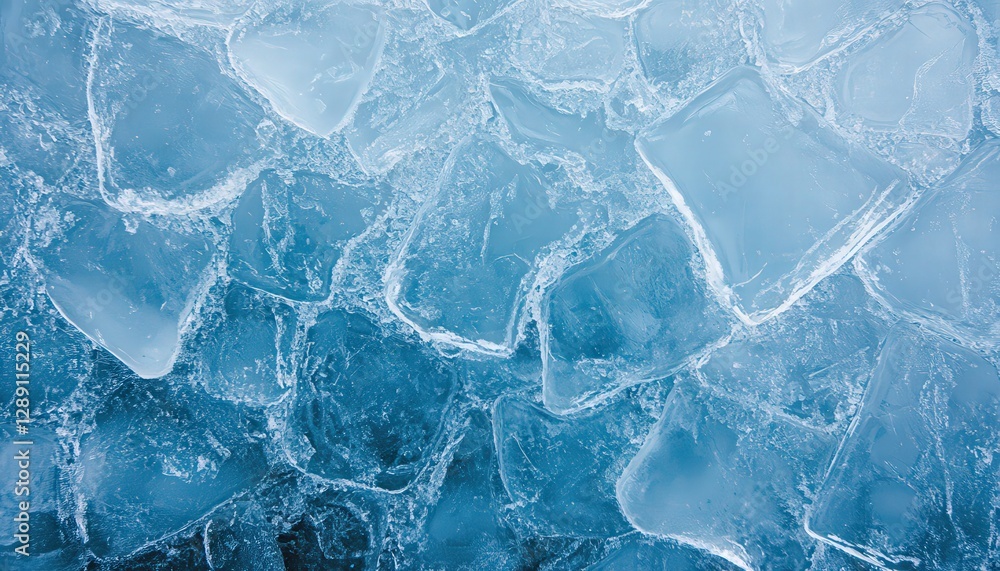 Poster abstract close-up of blue ice texture with varying shades and translucent sections. the image shows 